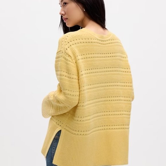 GAP Relaxed Navy/white-striped Mixed-Stitch Tunic Sweater/ NWT / Small - Picture 11 of 13